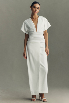 strapless open back dress One Shoulder Bias Dress With Scarf