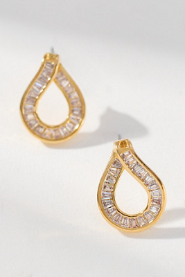 Maeve Baguette Crystal Post Earrings In Gold