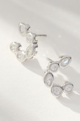 Mixed Crystal Half-Moon Earrings