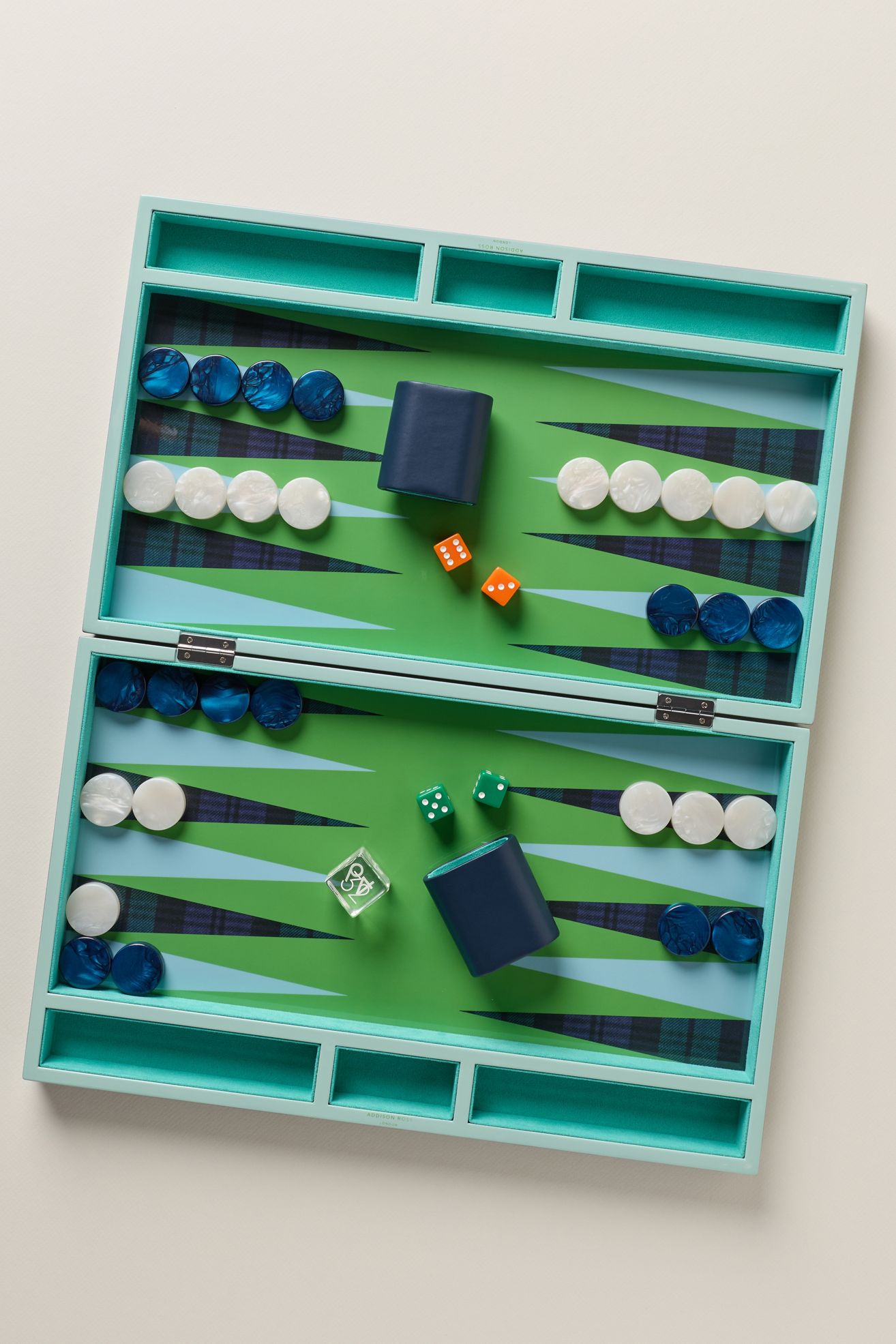 Addison Ross Lacquer Backgammon - Plaid, One Size