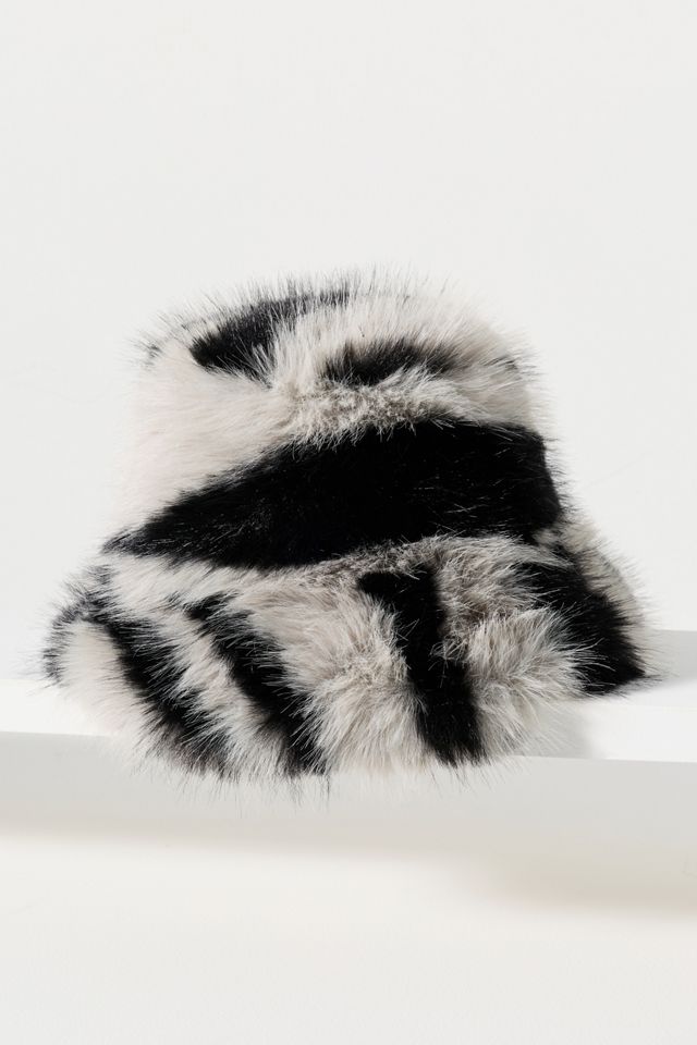 Colorblock Faux Fur Bucket Hat #1
