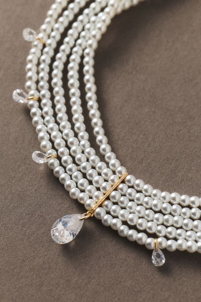 By Anthropologie Weddings Pearl Drop Choker Necklace #3