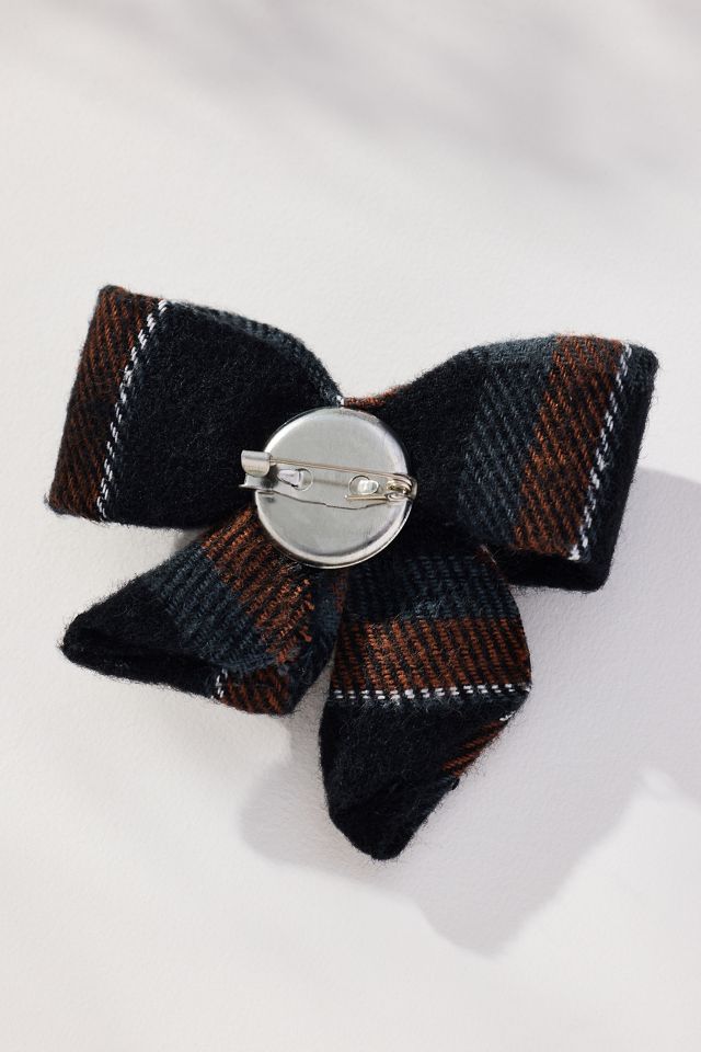 Embellished Plaid Bow Brooch #1