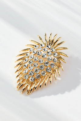 By Anthropologie Fringed Crystal Brooch In Gold