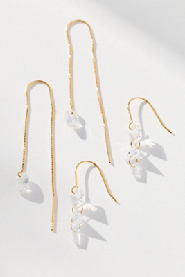 By Anthropologie Delicate Drippy Earrings, Set Of 2 In Gold