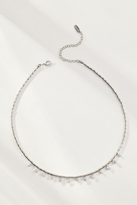 By Anthropologie Delicate Crystal Necklace In Silver