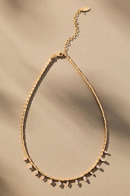 By Anthropologie Delicate Crystal Necklace In Gold