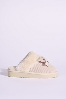 Minnetonka Bow Scuff Slide Slippers