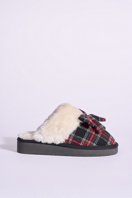 Minnetonka Bow Faux Fur Scuff Slipper In Multi
