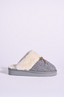 Minnetonka Flurry Bow Scuff Slide Slippers In Gray