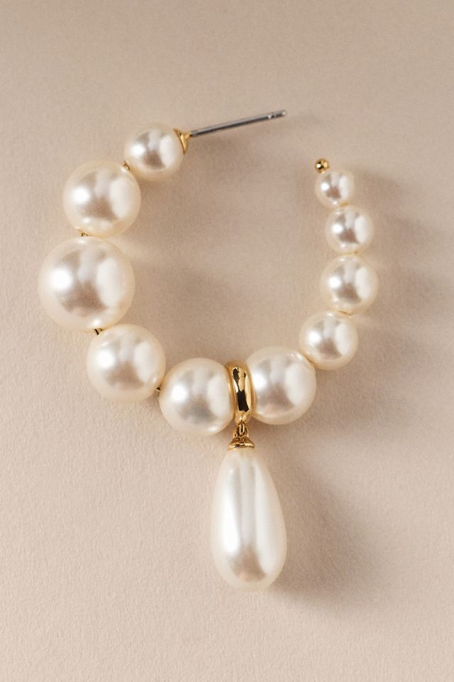 NADRI London Pearl Drop Hoop Earrings #1