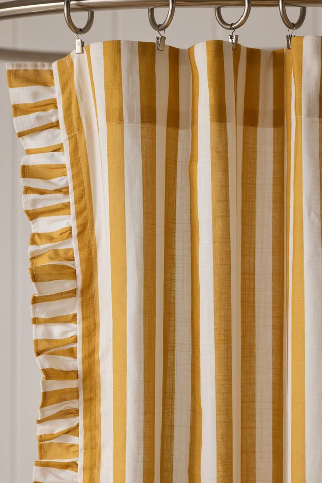 Maeve Organic Cotton Ruffled Stripe Shower Curtain #1