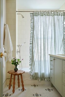 Maeve Organic Cotton Ruffled Stripe Shower Curtain