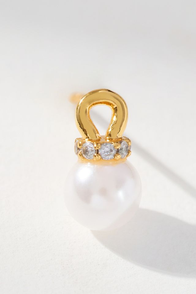 Mini Pavé Pearl Post Earrings #1