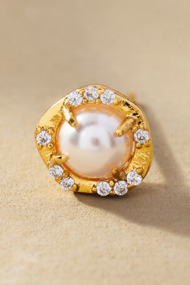 Shimmered Pearl Post Earrings #1