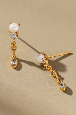 By Anthropologie Linear Shimmered Pearl Earrings In White