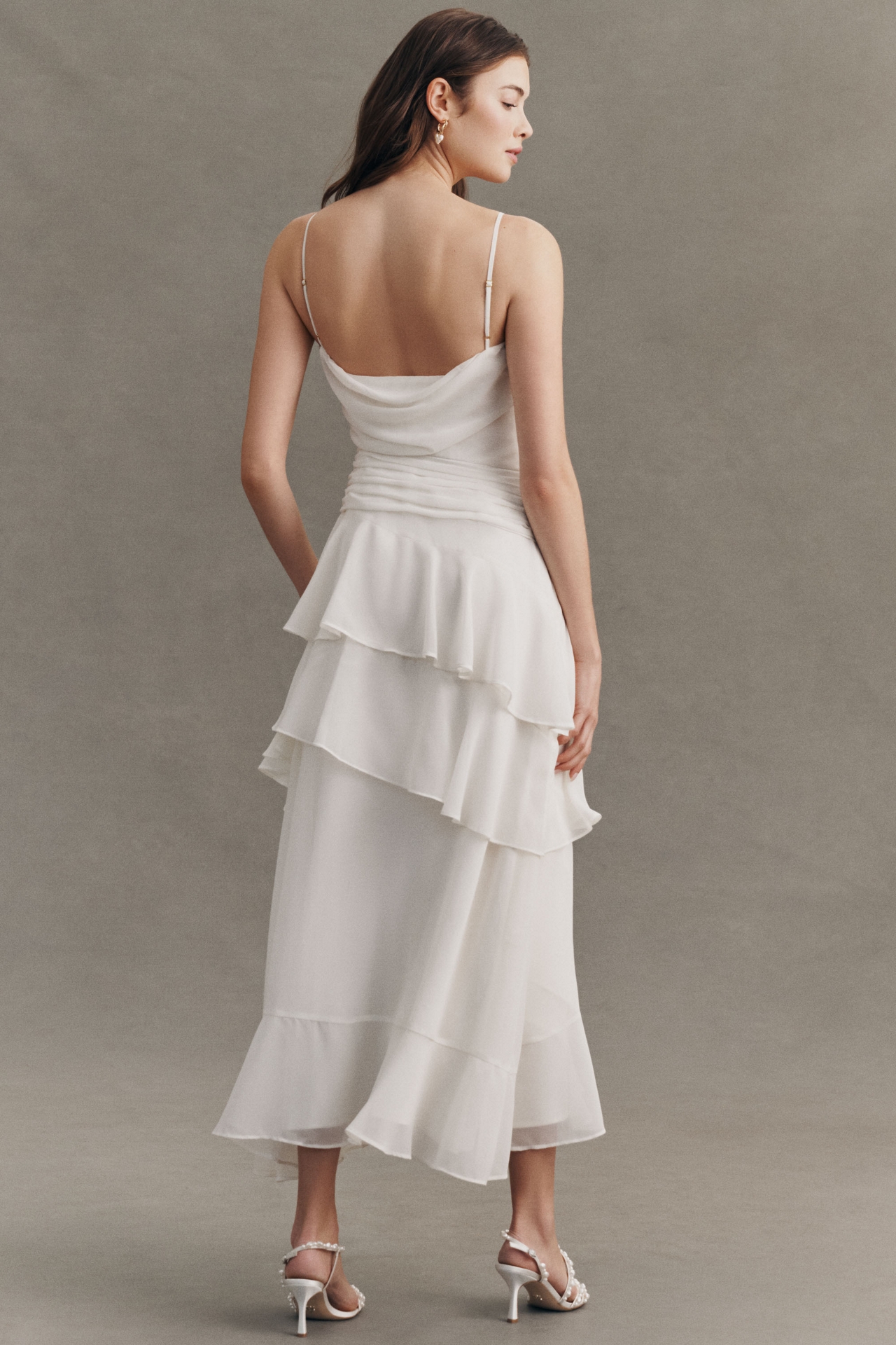 BHLDN Chiffon Tiered Rosette Maxi Dress