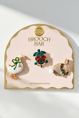 By Anthropologie Animal Brooches, Set Of 3 In White