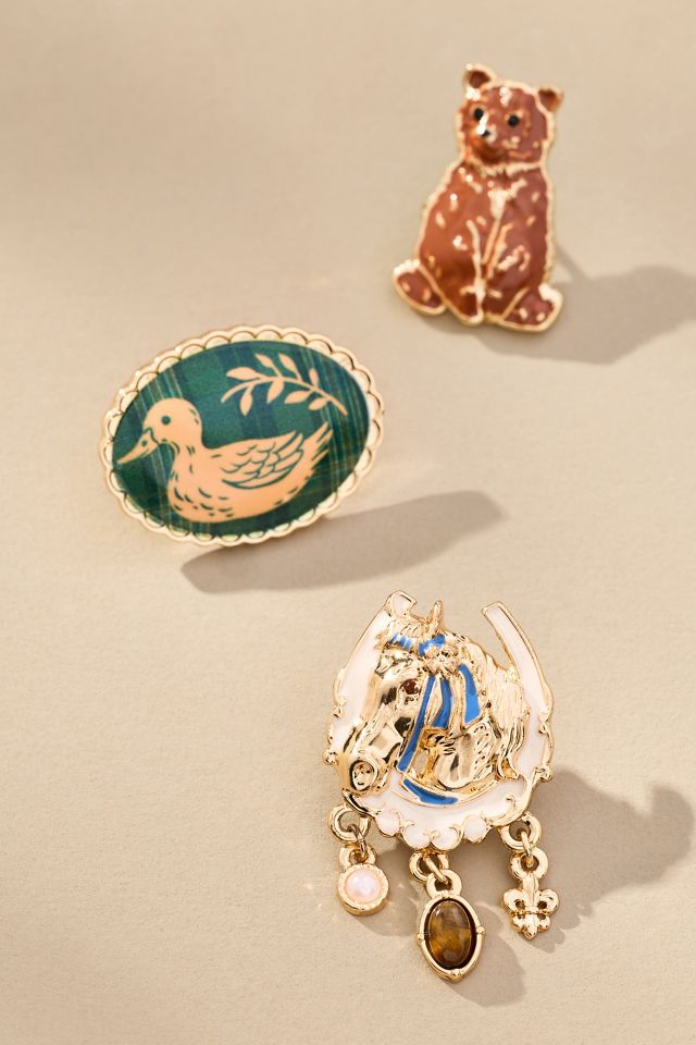 Animal Brooches, Set of 3