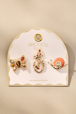 By Anthropologie Animal Brooches, Set Of 3 In Orange