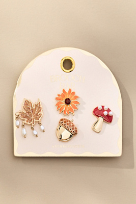 By Anthropologie Nature Brooches, Set Of 4 In Orange