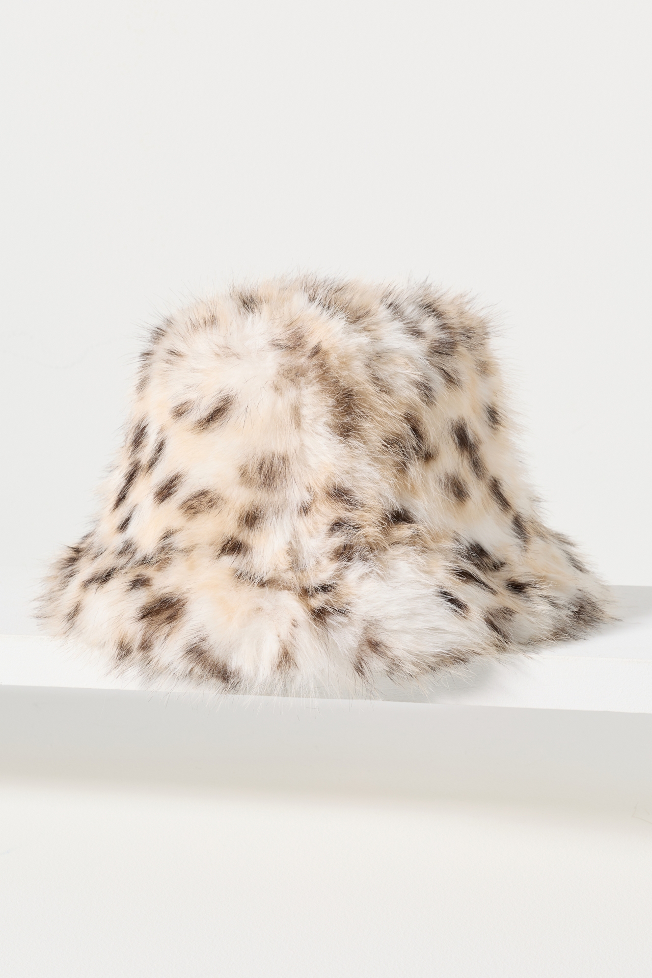 Fuzzy Faux-Fur Animal Print Bucket Hat
