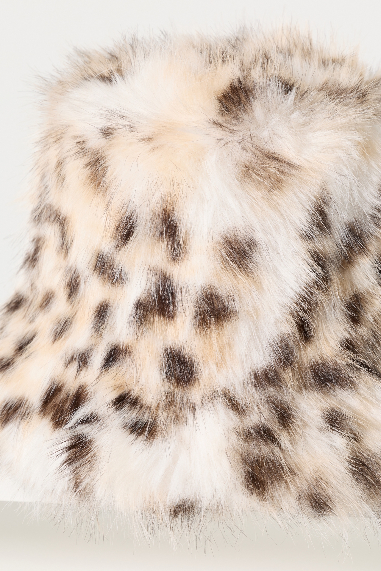 Fuzzy Faux-Fur Animal Print Bucket Hat