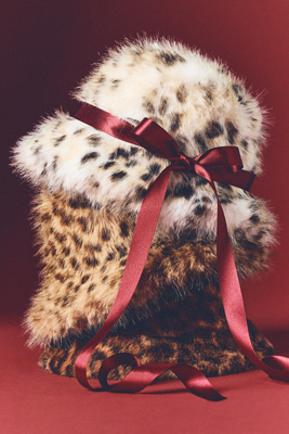By Anthropologie Fuzzy Faux-fur Animal Print Bucket Hat In Brown