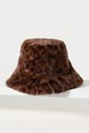 Fuzzy Faux Fur Animal Print Bucket Hat