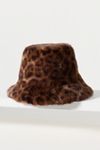 Fuzzy Faux Fur Animal Print Bucket Hat