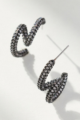 By Anthropologie Swirled Crystal Earrings In Black