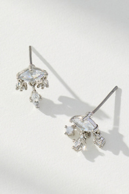 Anthropologie Crystal Marquis Earrings In Silver