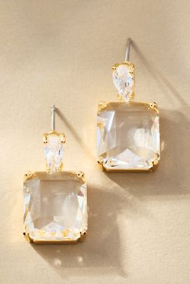 Glam Square Crystal Drop Earrings