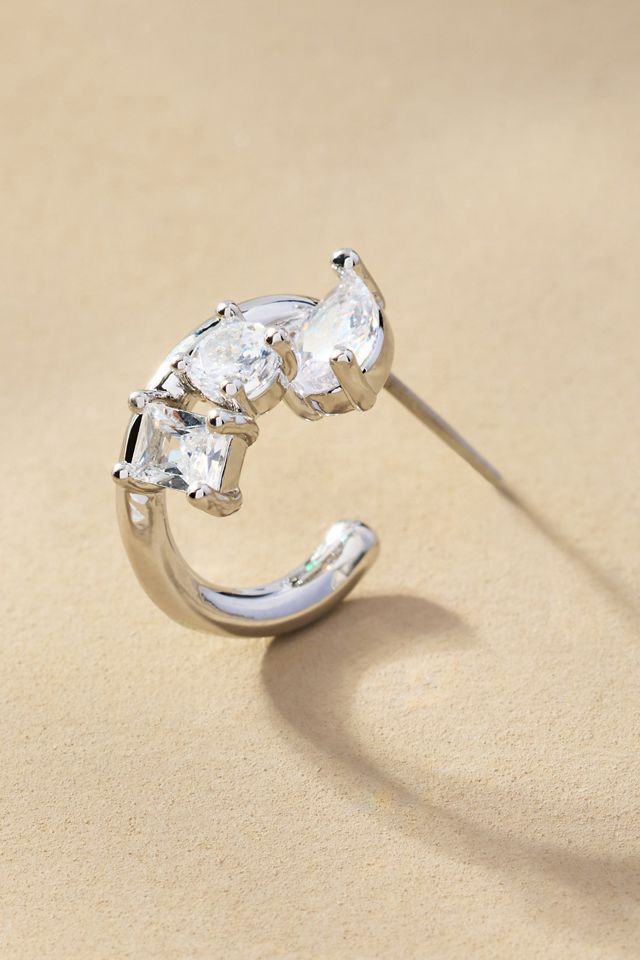 Jagged Crystal Huggie Hoop Earrings #1