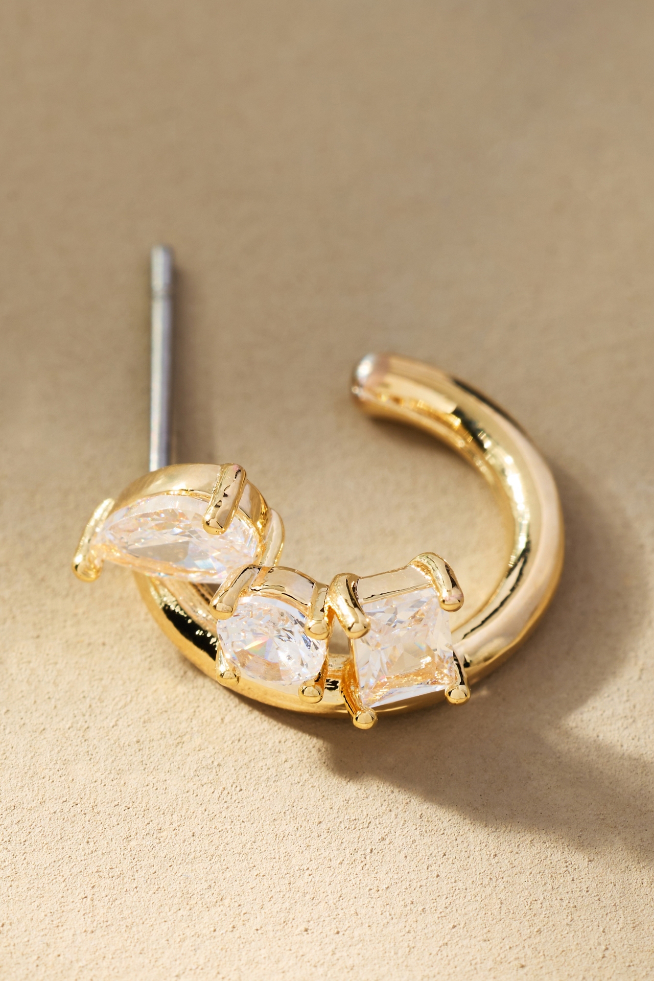 Jagged Crystal Huggie Hoop Earrings