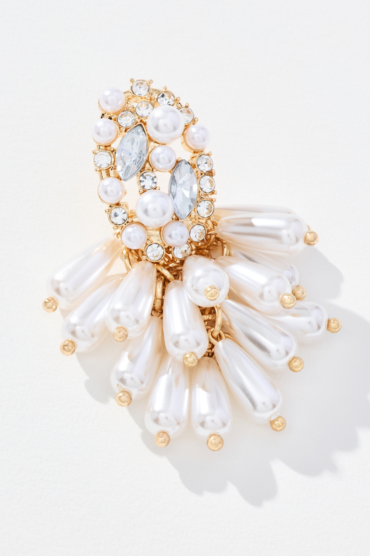 Pearl Cluster Crystal Drop Earrings