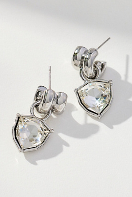 By Anthropologie Double Twist Crystal Earrings In Silver