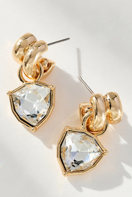 By Anthropologie Double Twist Crystal Earrings In Gold