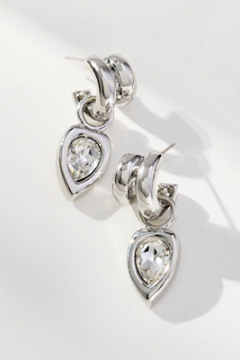By Anthropologie Double Twist Pear Crystal Earrings In Silver