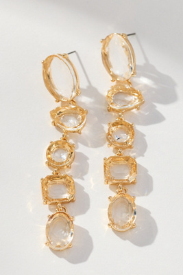By Anthropologie Multi-crystal Drop Earrings In Transparent
