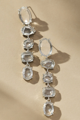 By Anthropologie Multi-crystal Drop Earrings In Silver