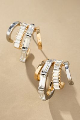 Crystal Multi-Hoop Huggie Earrings