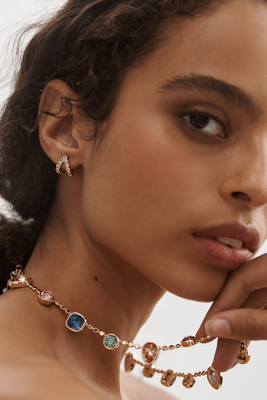 By Anthropologie Glam Crystal Necklace In Multi