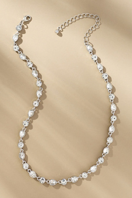 By Anthropologie Short Crystal Necklace In Silver