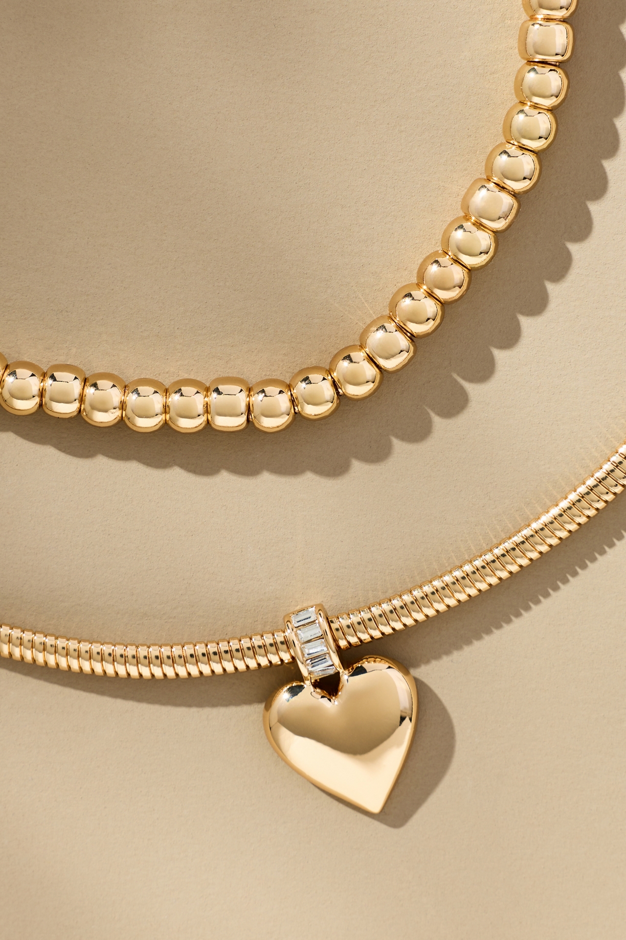 Heart Charm Layered Necklaces, Set of 2