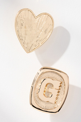 By Anthropologie Monogram And Heart Brooch, Set Of 2