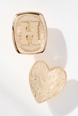 By Anthropologie Monogram And Heart Brooch, Set Of 2