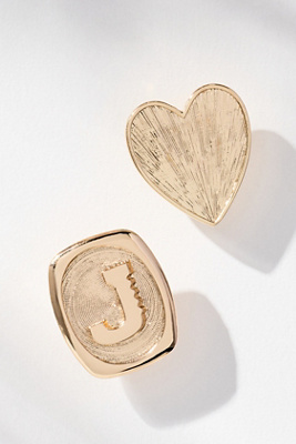 By Anthropologie Monogram And Heart Brooch, Set Of 2