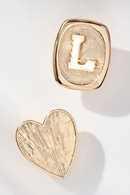 By Anthropologie Monogram And Heart Brooch, Set Of 2