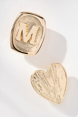 By Anthropologie Monogram And Heart Brooch, Set Of 2